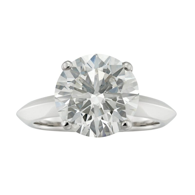 A GIA certified 4.06 carat diamond solitaire ring.