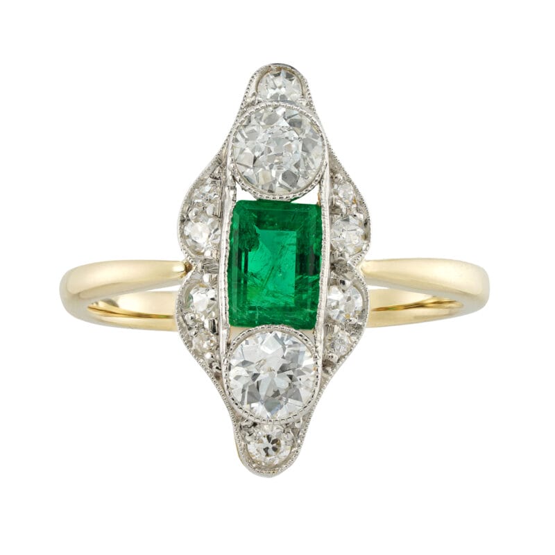 An Edwardian emerald and diamond ring