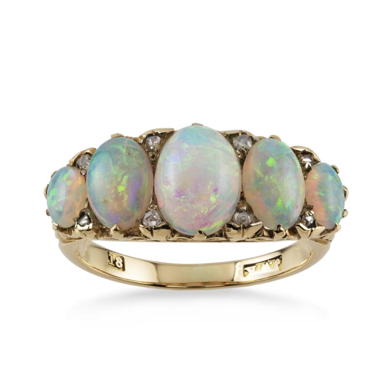 A Victorian five-stone opal ring