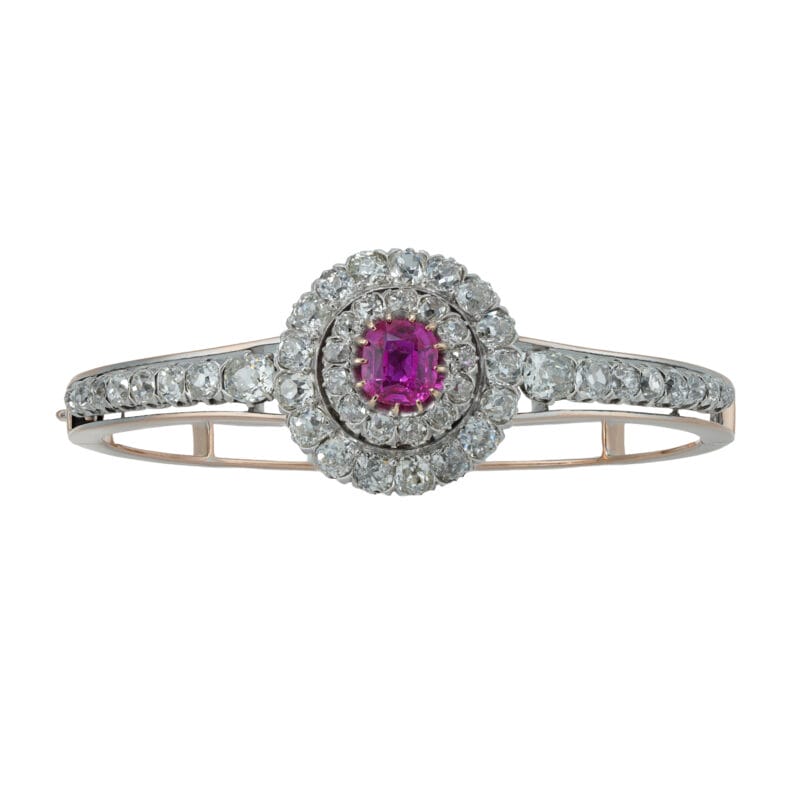 A late Victorian pink sapphire and diamond pendant/bracelet