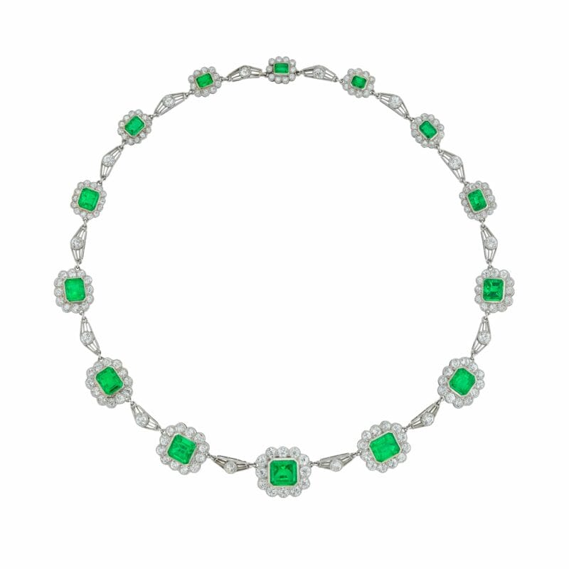 A Fine Vintage Emerald And Diamond Necklace