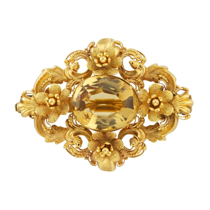 A Victorian citrine and gold brooch