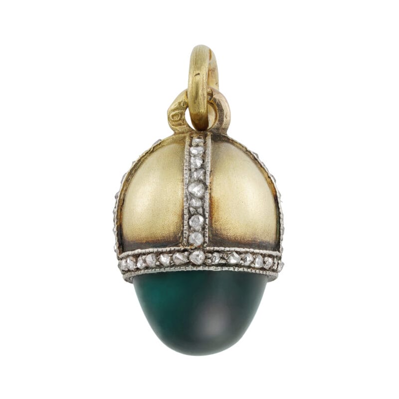 A Fabergé sapphire, diamond and gold egg pendant