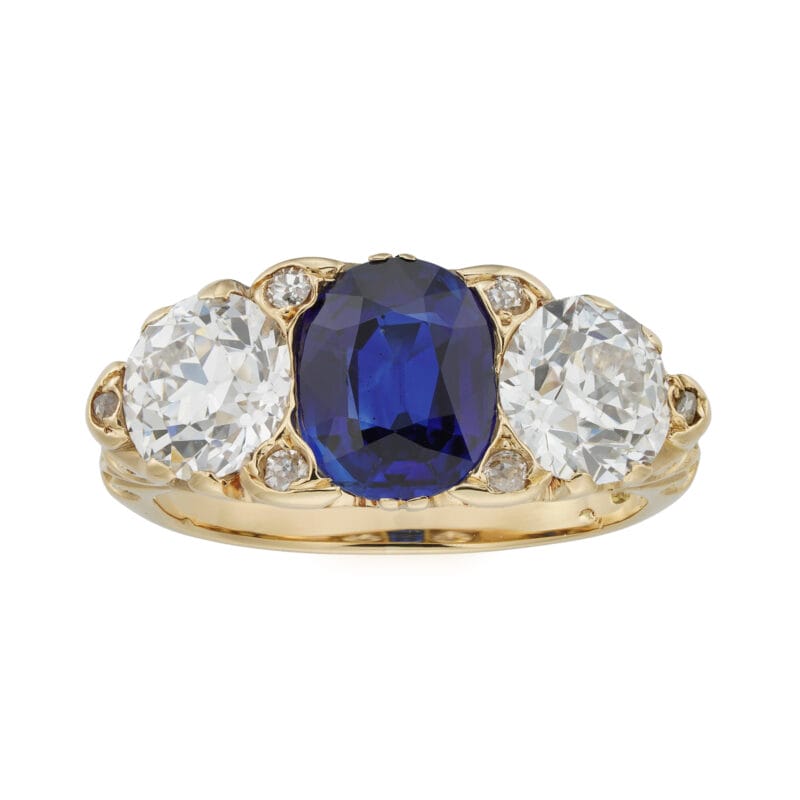 A late Victorian sapphire and diamond ring