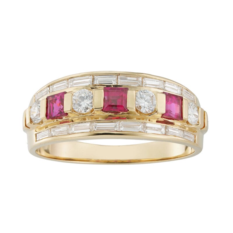 A vintage diamond and ruby ring