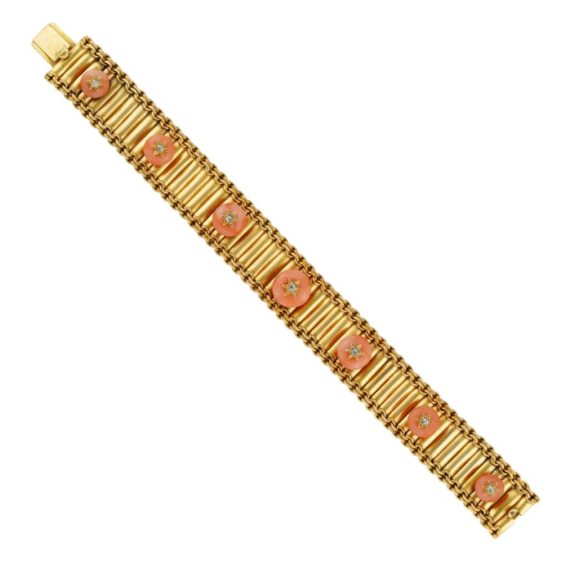 A Victorian coral and diamond bracelet