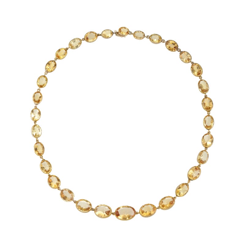 A Victorian yellow topaz riviere necklace