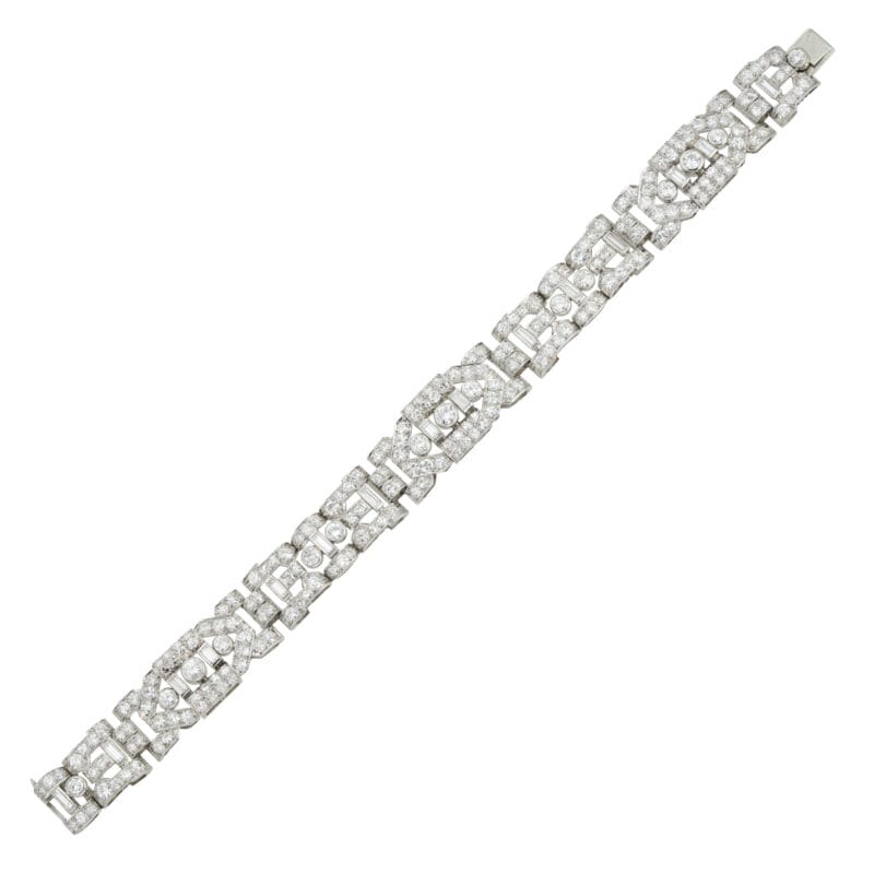 A French Art Deco diamond platinum bracelet