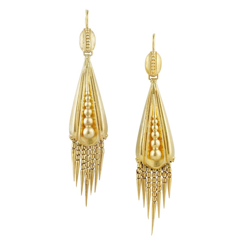 A pair of late Victorian gold tassel earrings