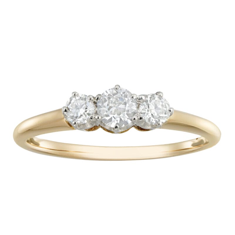 A three stone diamond ring