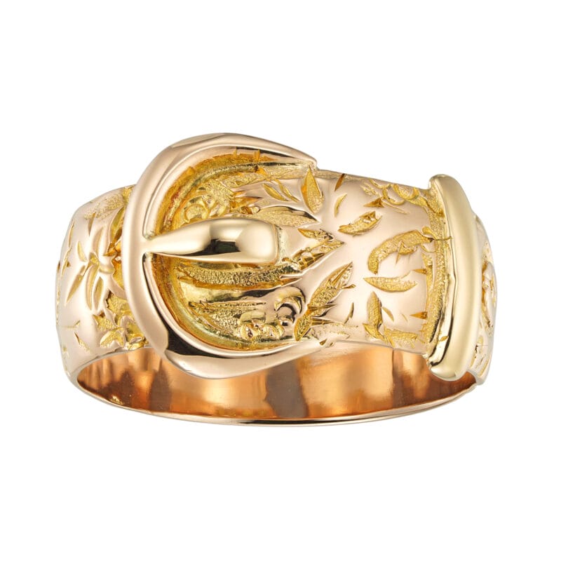 An early 20th century vintage gold buckle ring