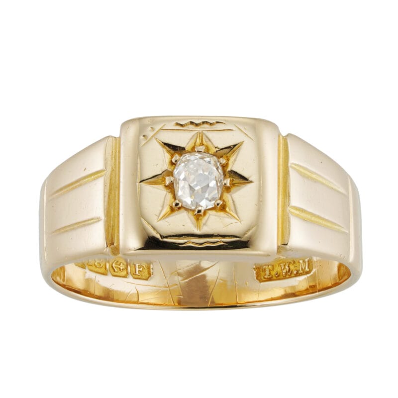 A diamond-set gold ring