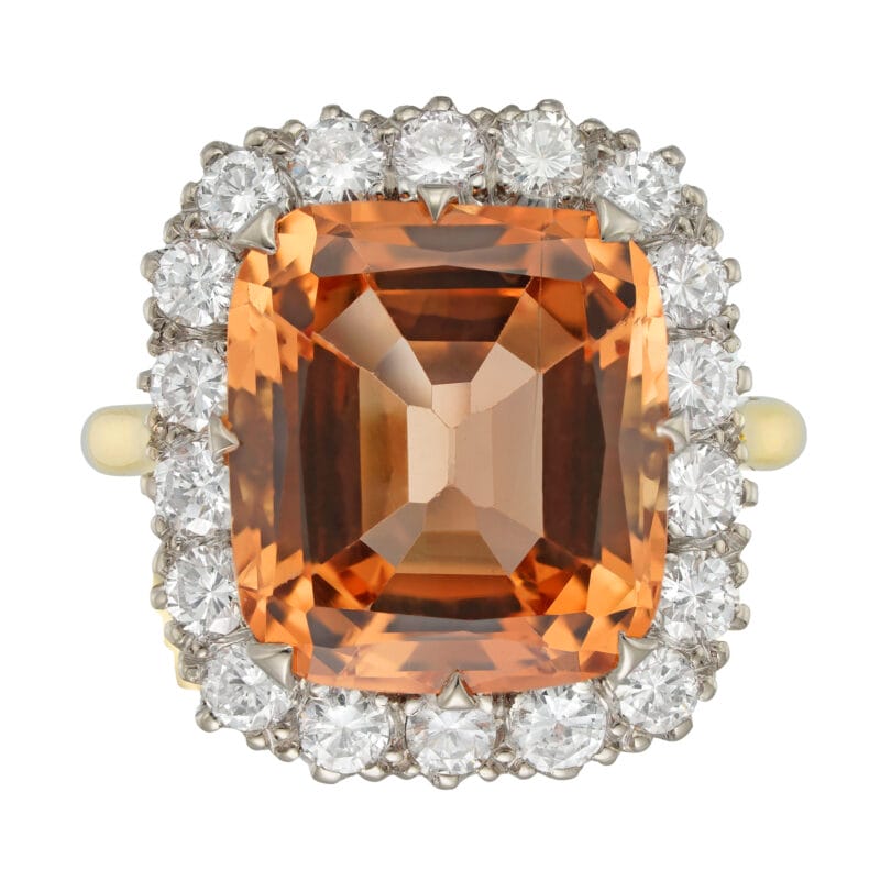A Mid-20th Century Topaz and Diamond Cluster Ring