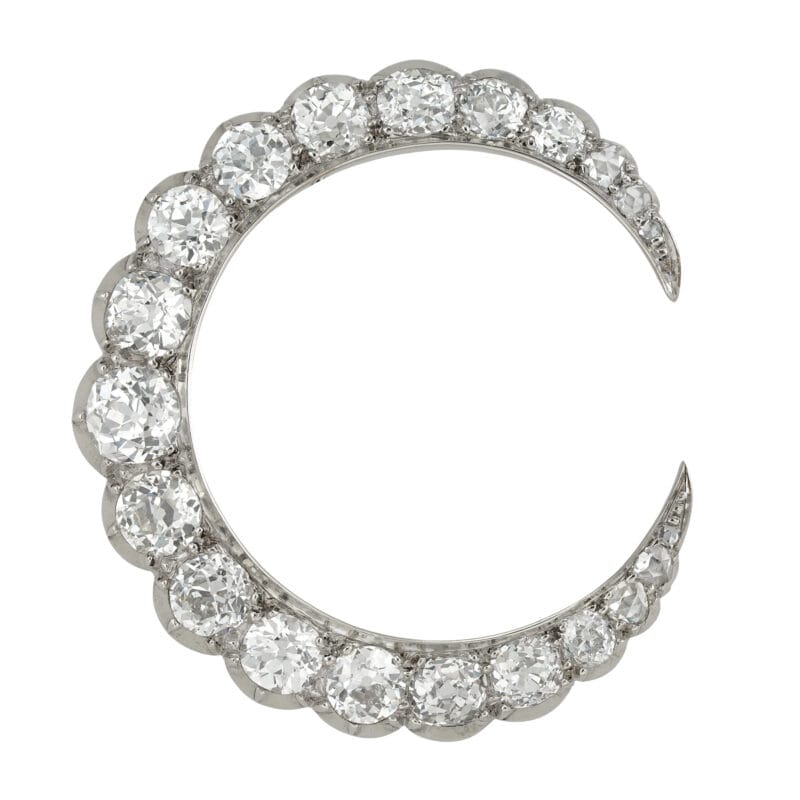 A 20th century diamond crescent brooch