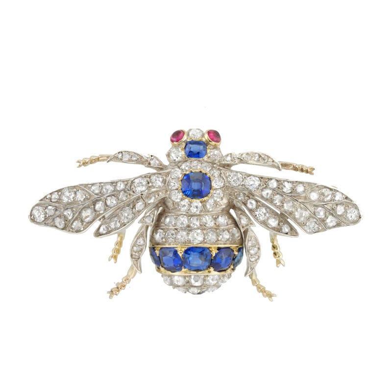 A Victorian sapphire and diamond bee brooch