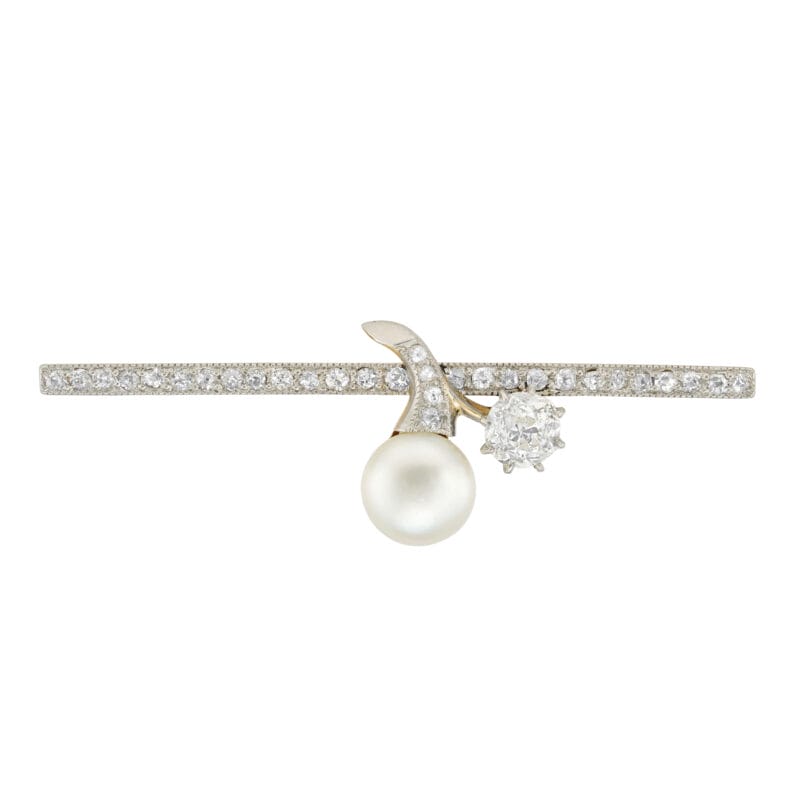 An Edwardian pearl and diamond berry brooch