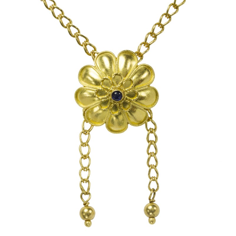 A Gold And Sapphire Rosette Necklace By Akelo