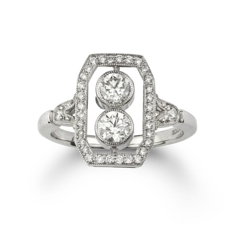 An Art Deco Two Stone Diamond Ring