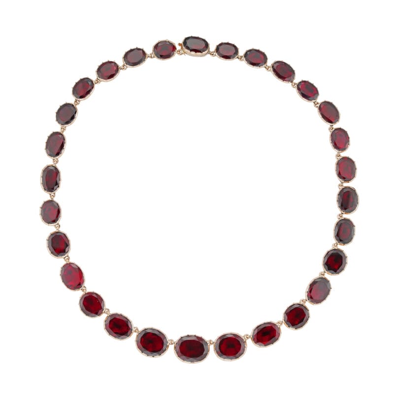 An early Victorian garnet riviere necklace
